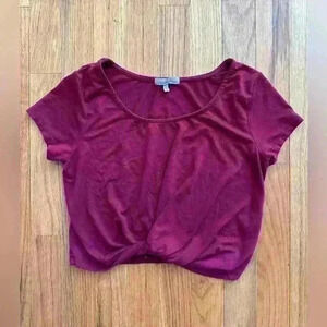 LIKE NEW Women's Summer Causal Short Sleeve Round Neck Crop Tops Twist Front Tee